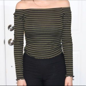 Stripped Green & Black Top